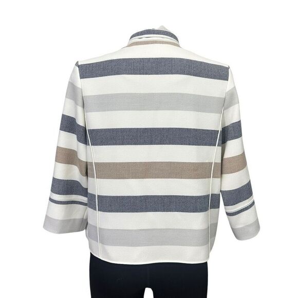 Chico’s Striped Neutrals Short Length‎ Jacket Size 0 / XS Classic Chic - Picture 5 of 9